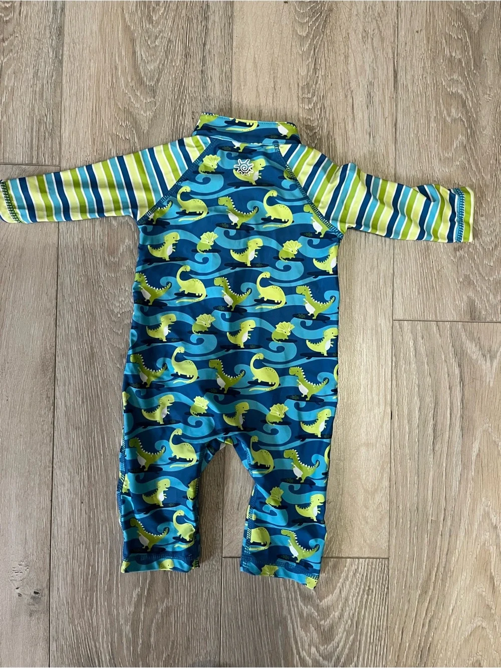 UV Skinz  Blue & Green Dinosaur One-Piece Rashguard 6-12 Mo NWOT